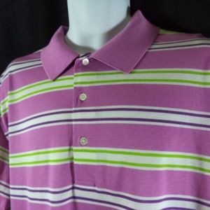 Alan Flusser Golf Mens Striped Polo Shirt Size Lg